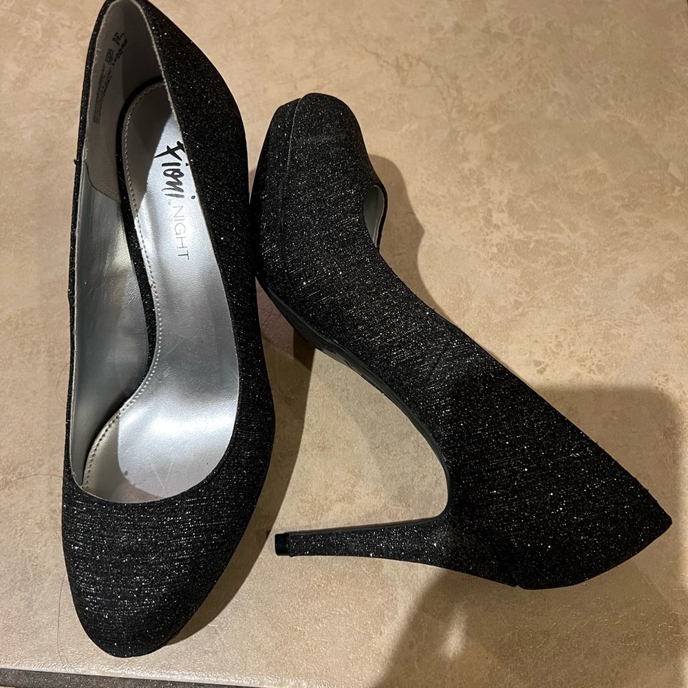 Black Glitter Heels